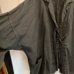 Cynthia Ashby Jacket black XL 2X 3X oversized kimono sleeves snaps ties Plus